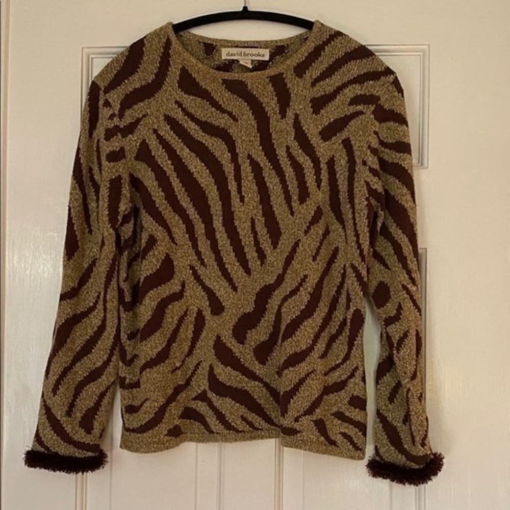 Vintage David Brooks Brown Zebra Stripe Sw…‎